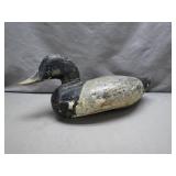 Hand-Carved Wood Duck Decoy with Aged Paint