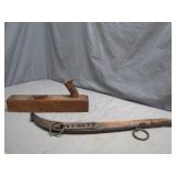 Wood Plane and Half of a Horse Hame Set