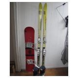 Elan MBX Skis with Snowboard and Boots
