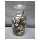 Glass Jar Filled With Vintage Buttons