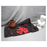 Bust, Earthenware Vessel, and Embroidered Cloth