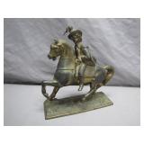 Brass Rider on Horseback Statue