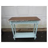 Wooden Console Table With Blue Accents