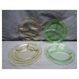 Depression Glass Uranium Divided Plates