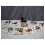 Equestrian-Themed Ceramic Coasters and Figurine...