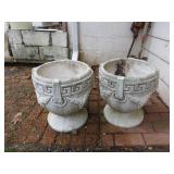 Greek Key Patterned Concrete Planters