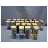 24 Jars of Assorted Glass Marbles
