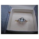 Sterling Silver Ring With Jewel, Size 6.5