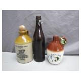 Three Vintage Jugs and Bottle