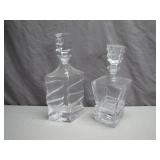 Two Geometric Glass Decanters