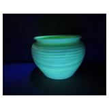 Uranium Glass Ribbed Round Vase