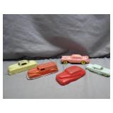 Five Vintage Plastic Toy Cars