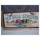 Framed Needlepoint Art Featuring The Old Mill...
