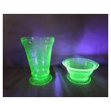 Matching Pattern Uranium Glass Set