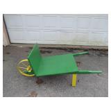 Handcrafted Wooden Green Wheelbarrow