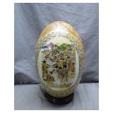Hand-Painted Decorative Ceramic Egg on Stand