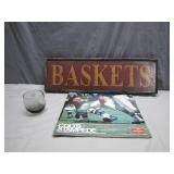 Rustic Baskets Sign With Colts Memorabilia