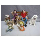 Figurines Including Bench and Dog
