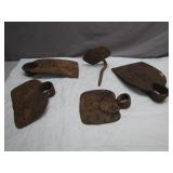 Five Rustic Iron Hoe Heads