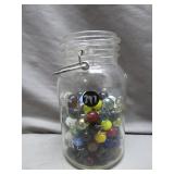 Glass Jar of Marbles with Wire Bale Lid
