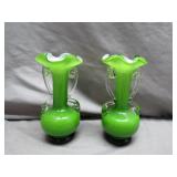 Handblown Double Handled Glass Vases