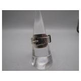 Sterling Silver Ring with Belt Engraving, Size 8