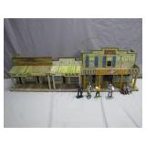 Tin Lithograph Western Town And Figures