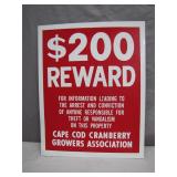 Cape Cod Cranberry Reward Sign