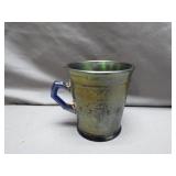 Dazzling Carnival Glass Mug with Blue Handle