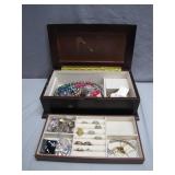Elegant Wooden Jewelry Box With Contents