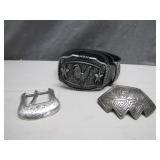 Leather Belt with Interchangeable Buckles