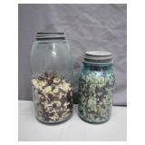 Two Mason Jars With Decorative Beans