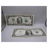 1957 $1.00 Silver Certificate & 1995 $2.00 Bill