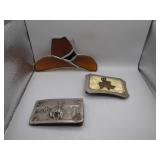 Western Lot: 2 Belt Buckles & Stained Glass Hat