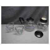 Glass Coffee Server and Cups Set w/ Unique Details