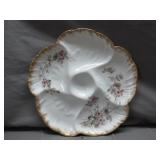 Gold Lined Oyster Plate with Floral Motif