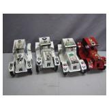 Four Metal Toy Cars With Decals