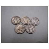 1941-S, 42-44 & 1945-S Mercury Silver Dimes