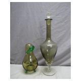 Art Glass Decanter and Pear Shaped Vessel