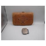 Fine Antique Leather Wallet & Sterling Belt Buckle