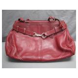 Red Leather Tote with Polished Hardware