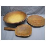 Three Hand-Carved Wooden Kitchen Tools