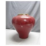 Glazed Ceramic Vase with Deep Red Finish