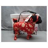 Fuzzy Nation Red Brocade Pug Handbag with Box