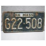 1966 Massachusetts License Plate: G22-508