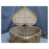 Heart-Shaped Woven Basket With Lid and Handles