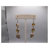 Sterling Silver Earrings with Yellow Stones