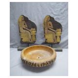 Egyptian-Inspired Sculptures With Rustic Bowl