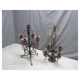 2 Metal Candleholders with Dangling Accents