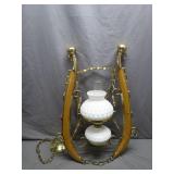 Victorian Style Hanging Oil Lamp with Hobnail...